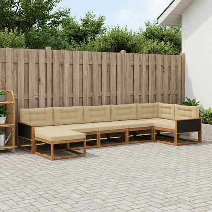 Utomhussoffset med kudde 7 pcs Naturlig och Beige