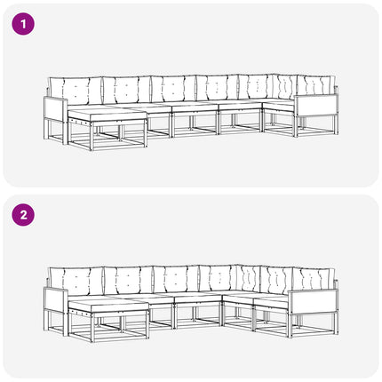Utomhussoffset med kudde 7 pcs Naturlig och ljusgrå