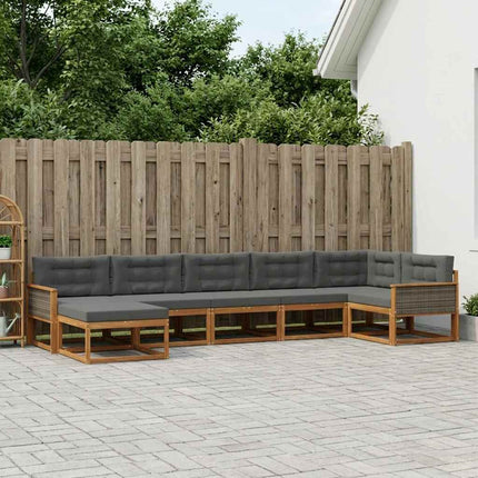 Utomhussoffset med kudde 7 pcs Naturlig och Antracit