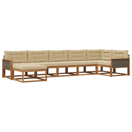 Utomhussoffset med kudde 7 pcs Naturlig och Beige