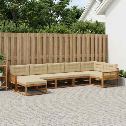 Utomhussoffset med kudde 7 pcs Naturlig och Beige