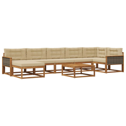 Utomhussoffset med kudde 8 pcs Naturlig och Beige