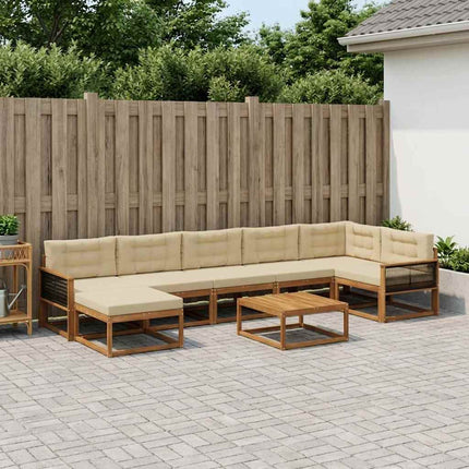 Utomhussoffset med kudde 8 pcs Naturlig och Beige