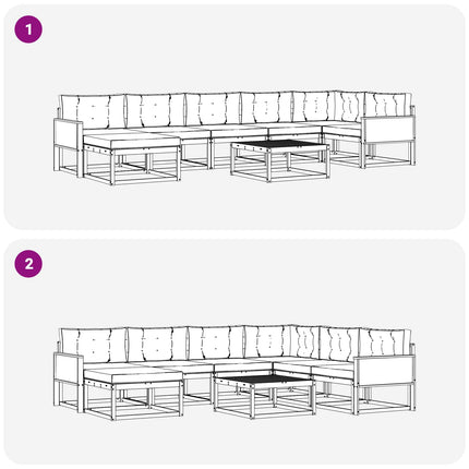Utomhussoffset med kudde 8 pcs Naturlig och Grädde