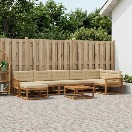 Utomhussoffset med kudde 8 pcs Naturlig och Beige