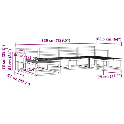 Utomhussoffset 6 pcs Naturlig Massivt Akaciaträ