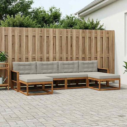 Utomhussoffset med kudde 6 pcs Naturlig och ljusgrå
