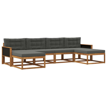 Utomhussoffset med kudde 6 pcs Naturlig och Antracit