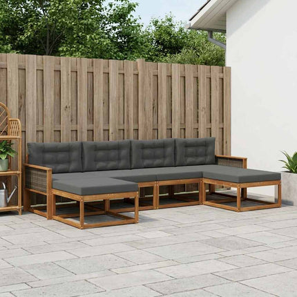 Utomhussoffset med kudde 6 pcs Naturlig och Antracit