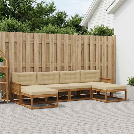 Utomhussoffset med kudde 6 pcs Naturlig och Beige