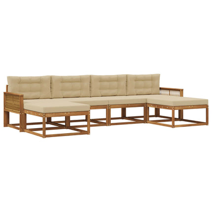Utomhussoffset med kudde 6 pcs Naturlig och Beige