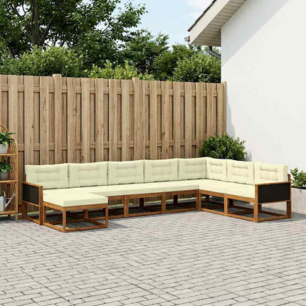 Utomhussoffset med kudde 8 pcs Naturlig och Grädde