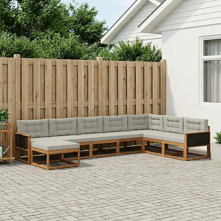 Utomhussoffset med kudde 8 pcs Naturlig och ljusgrå