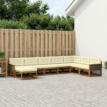 Utomhussoffset med kudde 8 pcs Naturlig och Grädde