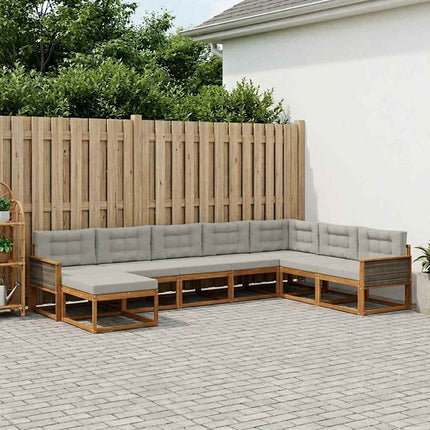 Utomhussoffset med kudde 8 pcs Naturlig och ljusgrå