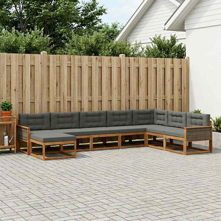 Utomhussoffset med kudde 8 pcs Naturlig och Antracit