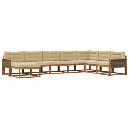 Utomhussoffset med kudde 8 pcs Naturlig och Beige