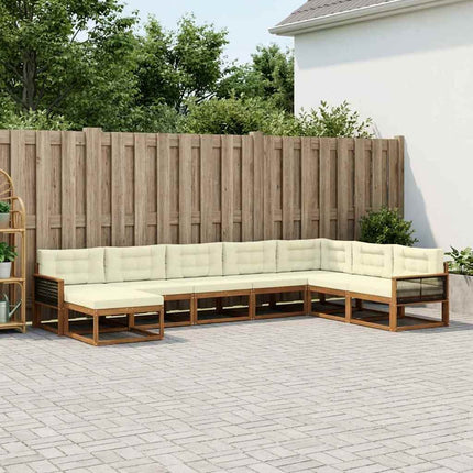 Utomhussoffset med kudde 8 pcs Naturlig och Grädde