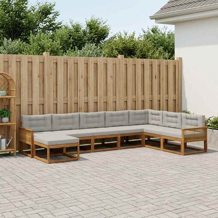 Utomhussoffset med kudde 8 pcs Naturlig och ljusgrå