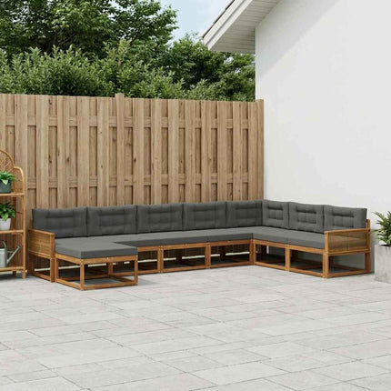 Utomhussoffset med kudde 8 pcs Naturlig och Antracit
