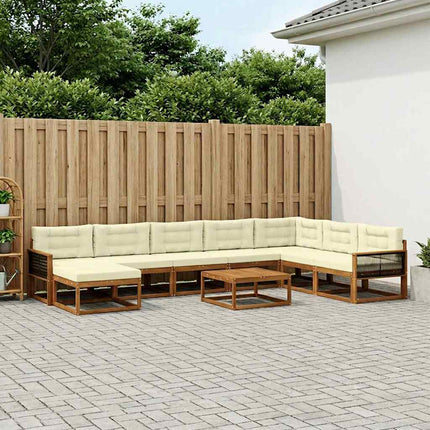 Utomhussoffset med kudde 9 pcs Naturlig och Grädde