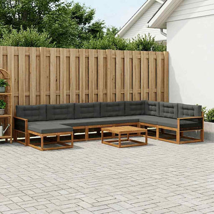 Utomhussoffset med kudde 9 pcs Naturlig och Antracit