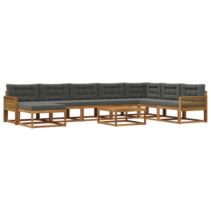 Utomhussoffset med kudde 9 pcs Naturlig och Antracit