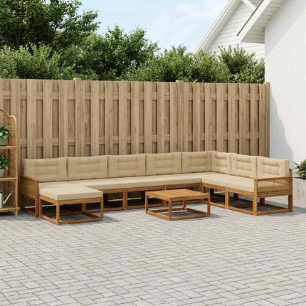 Utomhussoffset med kudde 9 pcs Naturlig och Beige