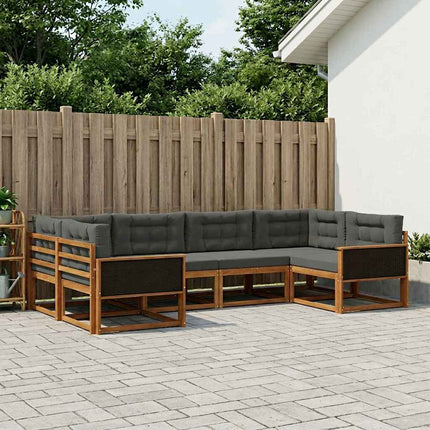 Utomhussoffset med kudde 6 pcs Naturlig och Antracit