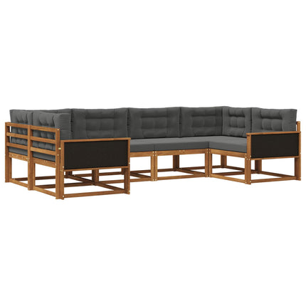 Utomhussoffset med kudde 6 pcs Naturlig och Antracit
