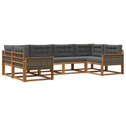 Utomhussoffset med kudde 6 pcs Naturlig och Antracit
