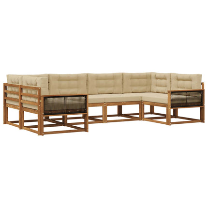 Utomhussoffset med kudde 6 pcs Naturlig och Beige