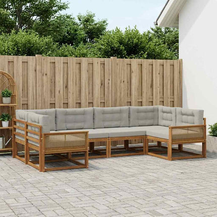 Utomhussoffset med kudde 6 pcs Naturlig och ljusgrå