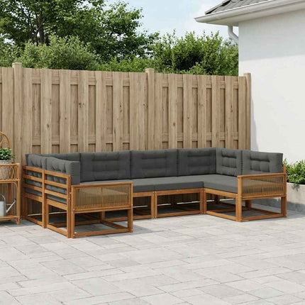 Utomhussoffset med kudde 6 pcs Naturlig och Antracit