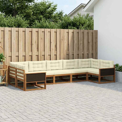 Utomhussoffset med kudde 7 pcs Naturlig och Grädde