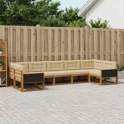Utomhussoffset med kudde 7 pcs Naturlig och Beige