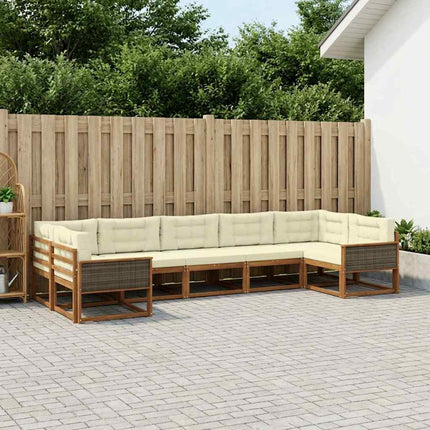 Utomhussoffset med kudde 7 pcs Naturlig och Grädde
