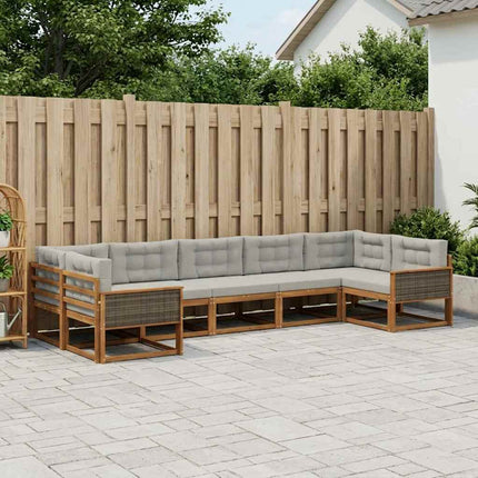 Utomhussoffset med kudde 7 pcs Naturlig och ljusgrå