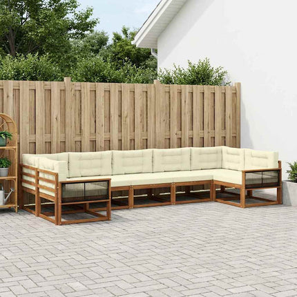 Utomhussoffset med kudde 7 pcs Naturlig och Grädde