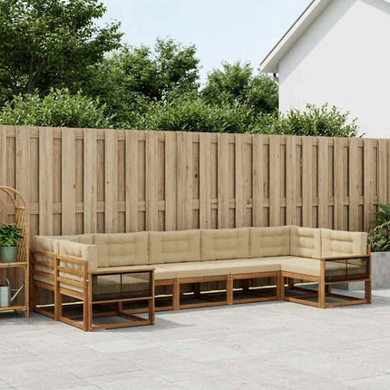 Utomhussoffset med kudde 7 pcs Naturlig och Beige