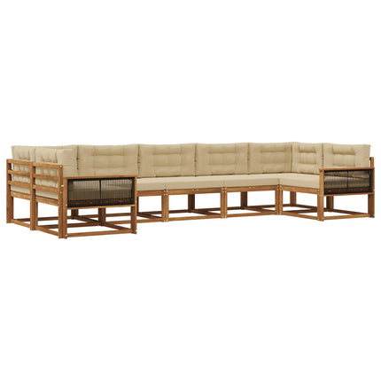 Utomhussoffset med kudde 7 pcs Naturlig och Beige