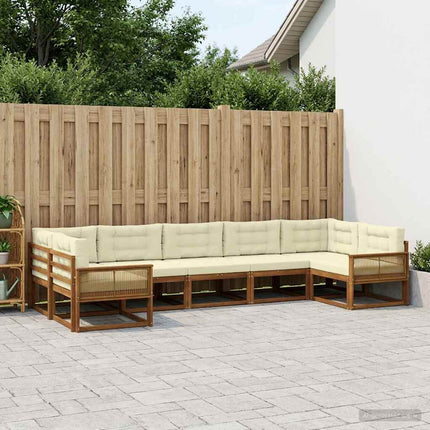 Utomhussoffset med kudde 7 pcs Naturlig och Grädde