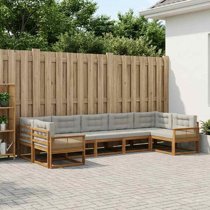 Utomhussoffset med kudde 7 pcs Naturlig och ljusgrå