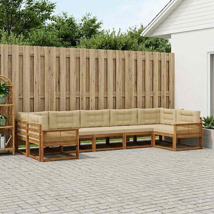 Utomhussoffset med kudde 7 pcs Naturlig och Beige