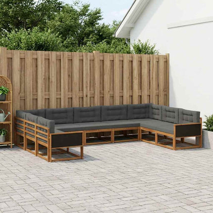Utomhussoffset med kudde 9 pcs Naturlig och Antracit