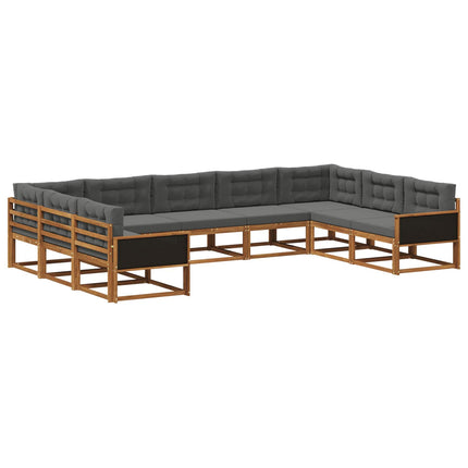 Utomhussoffset med kudde 9 pcs Naturlig och Antracit