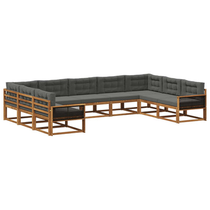 Utomhussoffset med kudde 9 pcs Naturlig och Antracit
