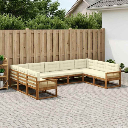 Utomhussoffset med kudde 9 pcs Naturlig och Grädde