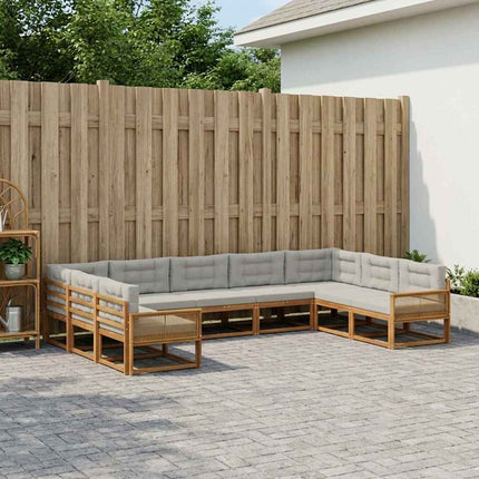 Utomhussoffset med kudde 9 pcs Naturlig och ljusgrå