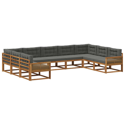 Utomhussoffset med kudde 9 pcs Naturlig och Antracit